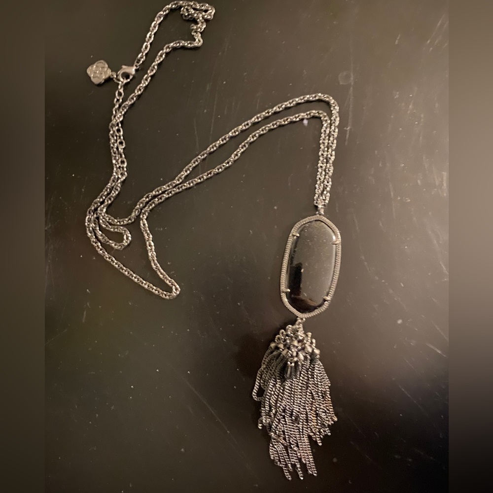 Kendra Scott gunmetal and black Rayne necklace